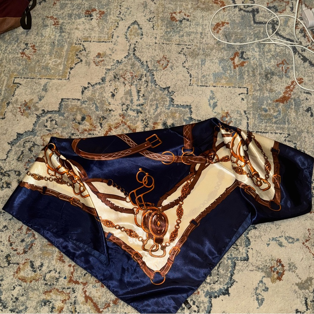 blue satin scarf top